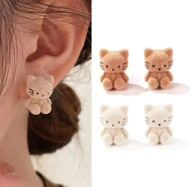 Brown kitten earrings - Image 2
