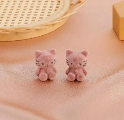 Pink kitten earrings