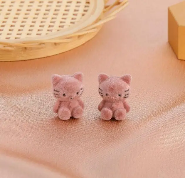 Pink kitten earrings